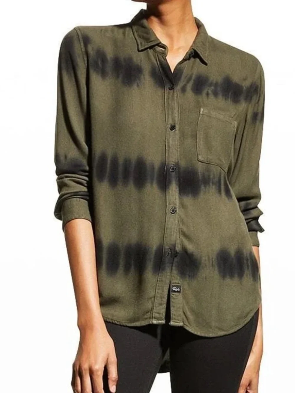 Rails Olive Black Waves Button Down